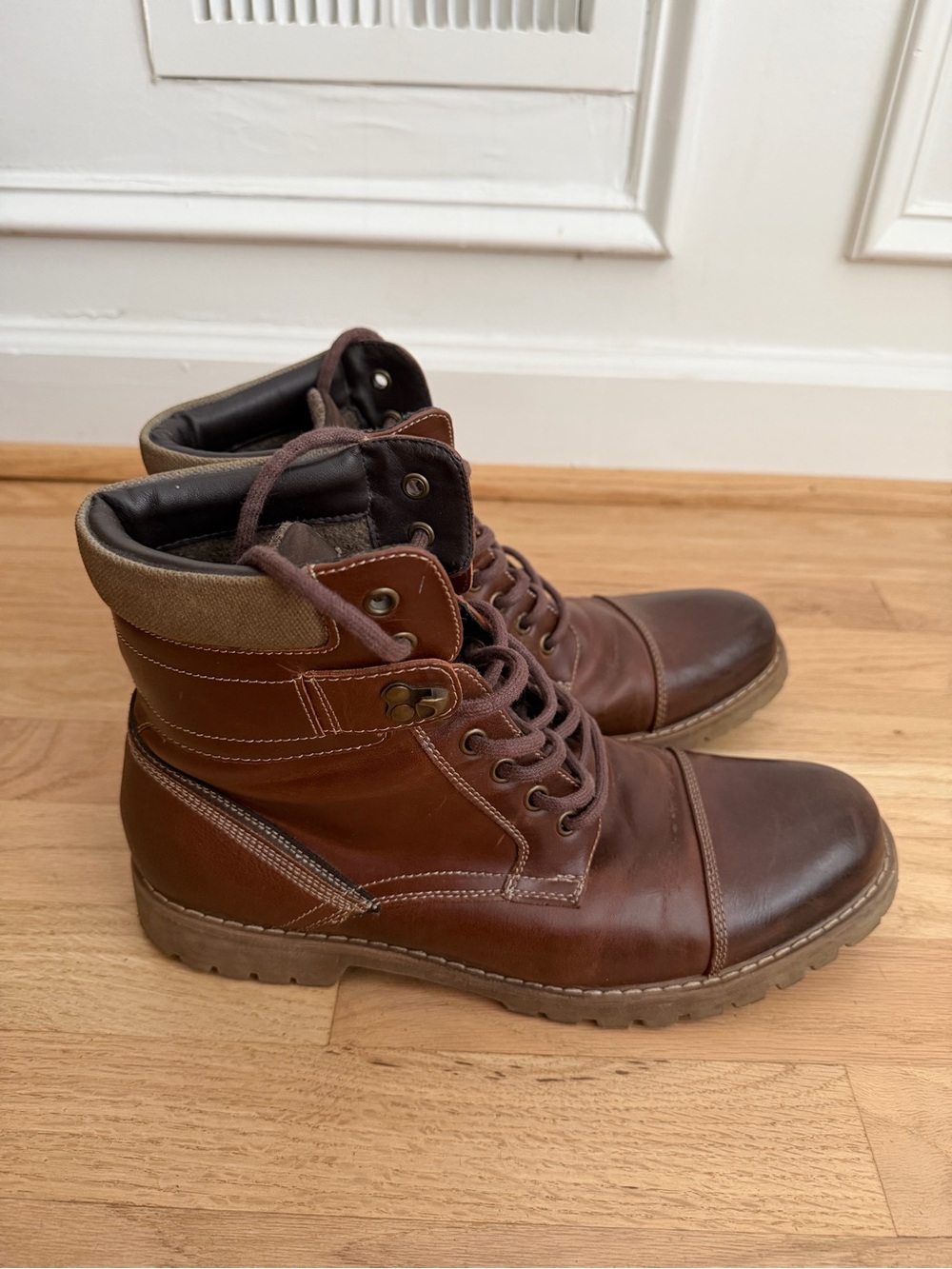 GAP Brown Leather Lace-Up Combat Boots Size 11